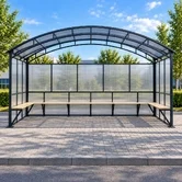 Современный павильон с деревянными скамьями