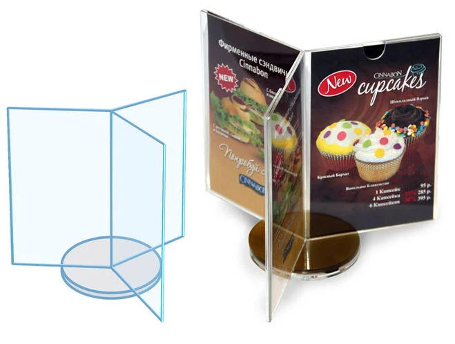 Менюхолдеры из оргстекла, с продукцией