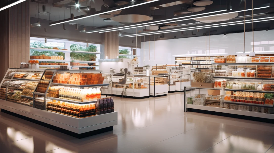 Необходимое для открытия продуктового магазина, в интерьере